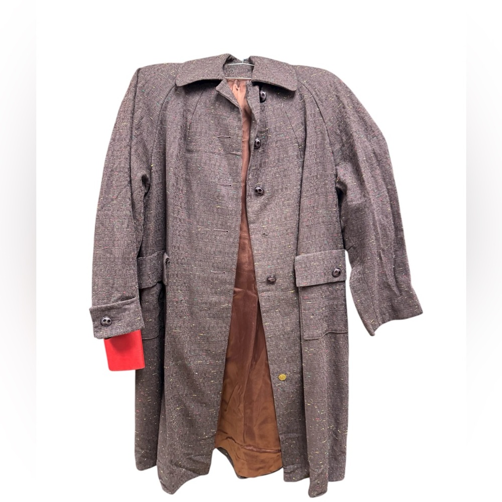 Vintage Betty Rose Water Repellent 1970s  Button up Mid length Brown Coat